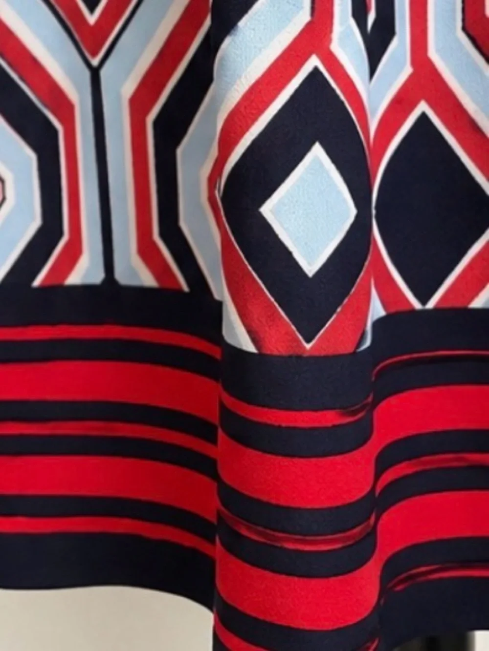 Michael Kors Red, Navy & White Geometric Pencil Skirt